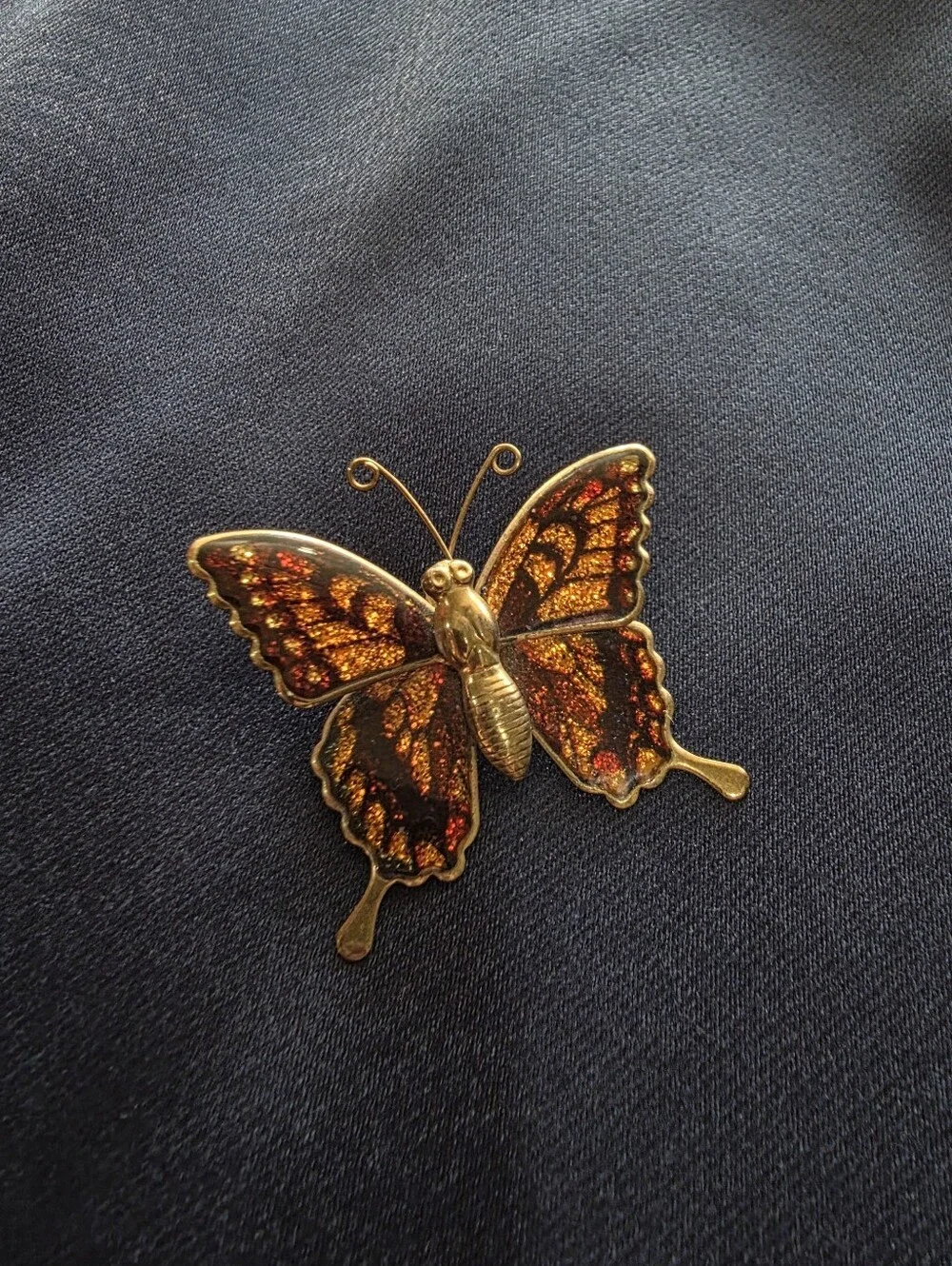 1970s Interpur Gold Tone Glittery Butterfly Pin Brooch